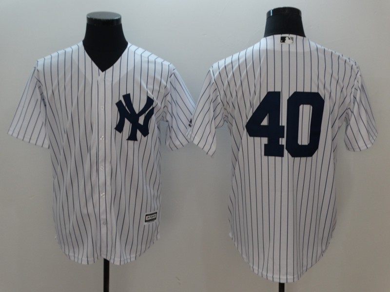 Men New York Yankees #40 No Name Game White MLB Jerseys